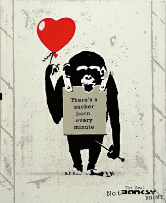 Banksy by Not Banksy, " True Love Fake Art Suckers", Siebdruck/Karton, verso sign., Stempel, num., Auflage 500, inkl. Zertifikat, ca. 55x45 ...