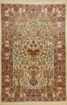 Esfahan fein, Persien, ca. 60 Jahre, Korkwolle auf Seide, ca. 165 x 112 cm, ca. 1,0Mio. Kn/qm, EHZ: 2