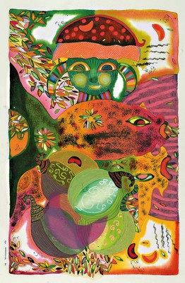 Iza Emberger, Lithografie, re. unten drucksign., dat. 90, unter Glas gesamt ca. 67x87 cm, stockflecken