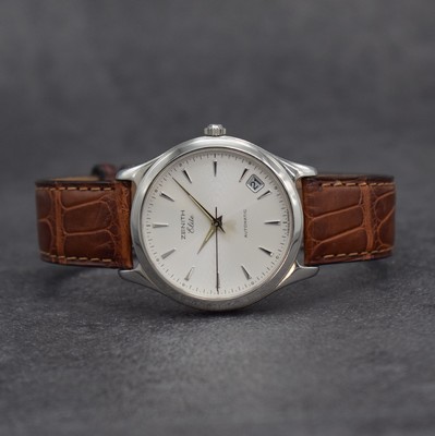 ZENITH feine Herrenarmbanduhr Serie Elite, Schweiz um 1996, Ref. 90/010040 670, Automatik, Edelstahlgeh. inkl. orig. Lederband m. orig. Dornschl., ...