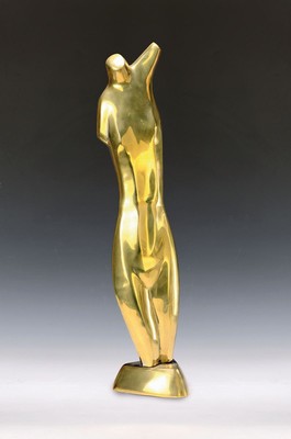 Unbekannter zeitgenössischer Künstler, weiblicher Torso, Messing, unsigniert, ca.61cm