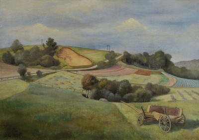 Otto Gross, 1898 Baiersbronn-1970 Murrhardt,Schwäbische Landschaft, Öl/Lwd, links unten monogr. O.G. und dat. 1931, ca. 48x67cm, R. ca. 63x83cm