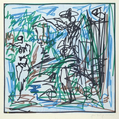 Jean Boskja Missler, geb. 1947 Kassel, Triptychon, Die Brautwerbung, Mischtechnik auf Lwd, 2x ca. 38x28cm, u.Gl., R. ca. 69x55cm, 1x ca. 38x38cm, ...