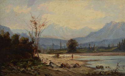 Unbekannter Künstler, deutsch, um 1900, zwei Pendants: Gebirgslandschaften mit Bachläufen, Öl/Lwd, je ca. 38x61cm, R. ca. 50x73cm