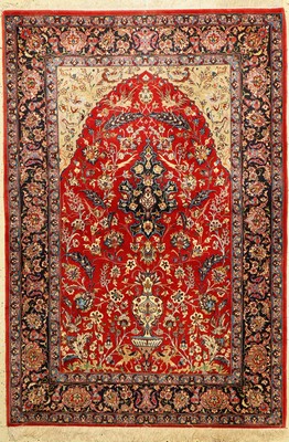 Esfahan fein, Persien, ca. 50 Jahre, Korkwolle mit und auf Seide, ca. 170 x 117 cm,ca. 800.000 Kn/qm, EHZ: 2