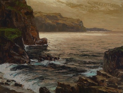 Erich Mercker, 1891 Zabern-1973 München, Küstenlandschaft mit Felsen, Öl/Lwd, rechts unten signiert und bez. Mchn, ca. 65x85cm, R. ca. 93x103 cm