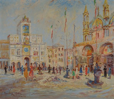 Randolf Wehn, 1911-1987 München, Der Markusplatz in Venedig, Öl/Lwd, links unten signiert, ca.70x80cm, R. ca. 86x96cm