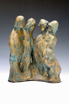 Otto Scholtes, zeitgen. Künstler aus Wesseling, geb. 1937 Köln, 5 Figuren, Keramik, bronzefarben gefaßt, H. ca. 28cm
