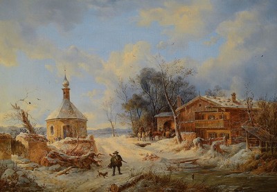 Johannes Nepomuk Ott, 1804 München - 1870, bekannt für seine Landschaftsmalerei mit Alpenmotiven, Schüler von Kobell, königliches ...