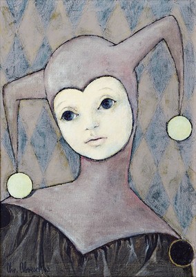 Christel Abresch, 1931 Sulzbach-2011 Neustadt an der Weinstraße, Harlekin, Öl/Lwd, links unten signiert, ca. 50x35cm, R. ca. 60x45cm