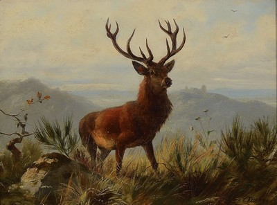 Carl Friedrich Deiker, 1836 Wetzlar bis 1892 Düsseldorf, bekannter Düsseldorfer Tiermaler, Schüler von Johann Wilhelm Schirmer in Karlsruhe, ...