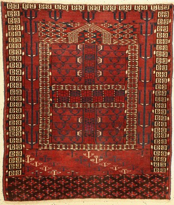 Engsi antik, Turkmenistan, Ende 19 Jhd, Wolle auf Wolle, ca. 125 x 110 cm, EHZ: 3
