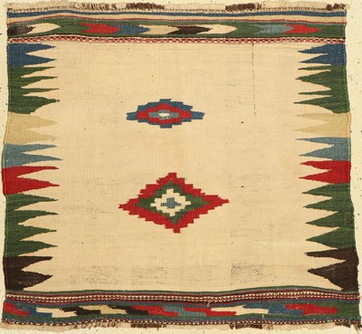 Ghaschgai Rukorsi antik, Persien, um 1920, Wolle auf Wolle, ca. 100 x 90 cm, Reinigungsbedürftig, EHZ: 2