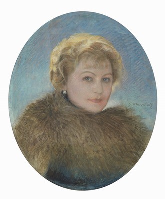 Georg Marschall, 1871 Wittstock-1956 Feuchtwangen, Studium bei Franz Skarbina, Anton von Werner und Adolph von Menzel, hier: Porträt einer Frau mit ...