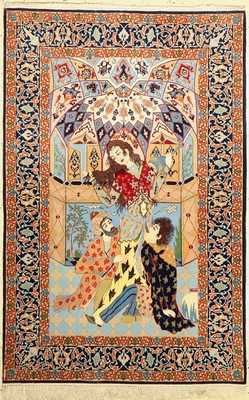 Esfahan fein, Persien, ca. 50 Jahre, Korkwolle mit und auf Seide, ca. 166 x 109 cm,EHZ: 2