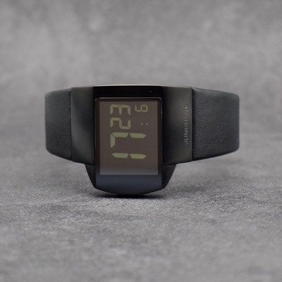 JUNGHANS Funk-Herrenarmbanduhr Mega Futura Referenz 026/4104.00, Deutschland um 2015, PVD-beschichtetes Edelstahlgeh. inkl. orig. Lederband m. orig. ...