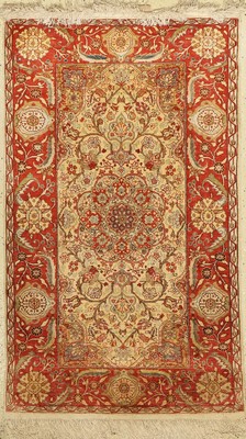 Kayseri Seide fein, Türkei, ca. 60 Jahre, reine Naturseide, ca. 133 x 78 cm, EHZ: 2