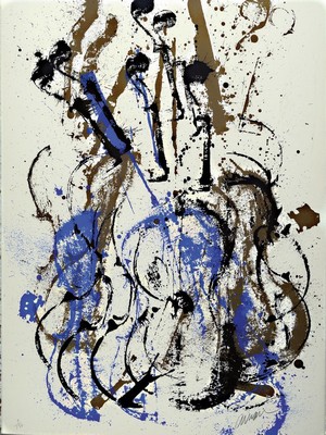Arman /Armand Fernandez), Violon, num. 7/150, handsigniert, Lithographie, ca. 76.2 x 56.2 cm, unter Glas