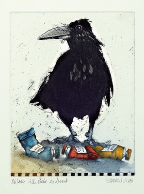 Bodo W.Klos, Konvolut aus 2 Radierungen, je sign., num. 23/100, 86/100, je unter Glas, ca. 52x41 cm, 45x37 cm