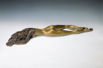 Bruno Bruni, 1935 Gradara, Bronzeskulptur, "Venere Coperta", sign., num. 59/250, ca. 84x24 cm, inkl. Zertifikat
