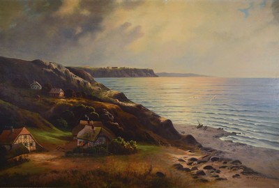 Max von Othegraven, 1860 Driesen-1924 Berlin, Küstenlandschaft, Öl/Lwd, rechts unten signiert, ca. 80x120cm, R. ca. 104x144cm
