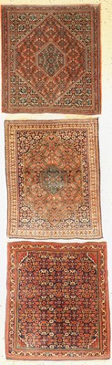 Konvolut,Drei feine Bidjar, Persien, um 1930/1940, Korkwolle, ca. 80 x 70 cm, EHZ: 2