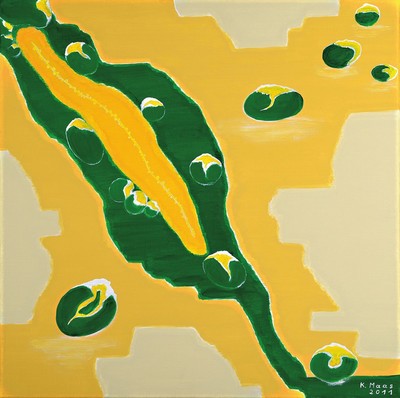 Karin Maas, geb. 1952, Messen und Ausstellungen im In-und Ausland, Hier:" Frühlingserwachen", Acryl/Lwd, rechts unten sign., dat. 2021, ...