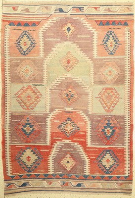 Konya Kelim alt, Türkei, um 1930/1940, Wolle auf Wolle, ca. 210 x 150 cm, EHZ: 2-3