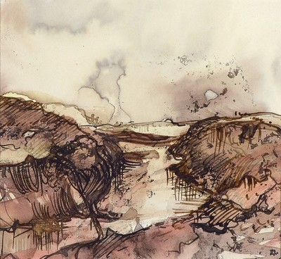 Theo Ofer, 1926 Dudenhofen-2020, Sammlung aus sechs kleinen Aquarellen und Gouachen mit verschiedenen Landschaften, alle handsigniert, je ca. ...