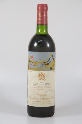 1 Flasche Chateau Mouton Rothschild, 1981, Baron Philippe de Rothschild, Paulliac, 75cl, into shoulder, orig. verkorkt, unverkostet