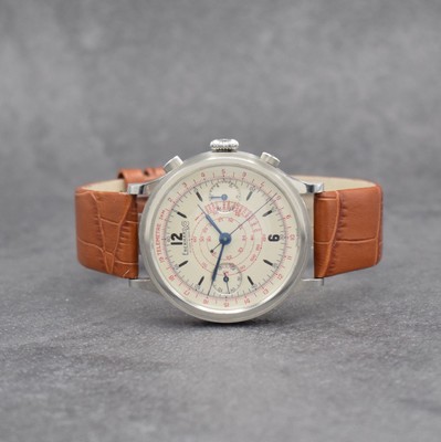 EBERHARD & Co Kaliber 1600 sehr schöner großer Armbandchronograph in Stahl, Schweiz um 1940, Handaufzug, gestuftes Geh., Boden & Glasrand gedr., ...