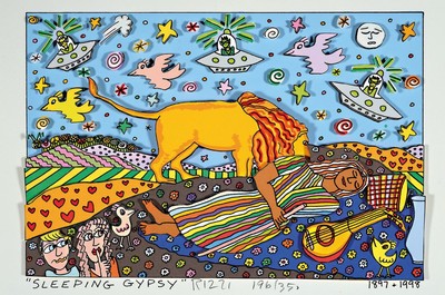 James Rizzi, 1950-2011, "Sleeping Gypsy", 3D-Konstruktion, handsign., num. 196/350, dat., ca. 22x28 cm