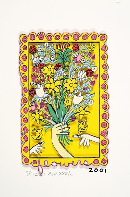 James Rizzi, 1950-2011, "Flowers", 3D-Konstruktion, handsign., num. A/P XXX/L, ca. 23x16 cm