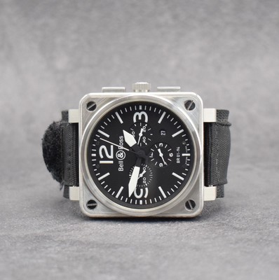 BELL & ROSS Herrenarmbanduhr mit Chronograph, Schweiz um 2010, Automatik, Ref. BR 01-94- S, Edelstahlgeh., Textilbd. (zu ers.) m. orig. Dornschl., ...