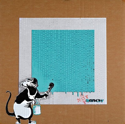 Not by Banksy by Not Not Banksy, " Rat with not Black Square", Siebdruck/Karton, verso sign., num. 36/59, stempel, ca. 42x42 cm, Zertifikat ...