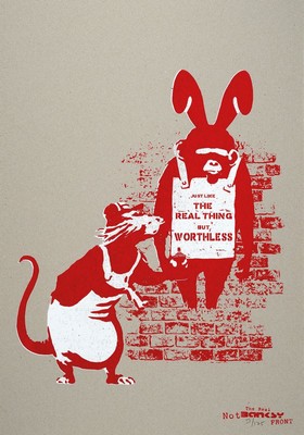 Banksy Not by Banksy, "The Real thing but worthless", Siebdruck/Karton, verso sign., stempel, num. 51/175, ca. 64x45 cm, inkl. Zertifikat