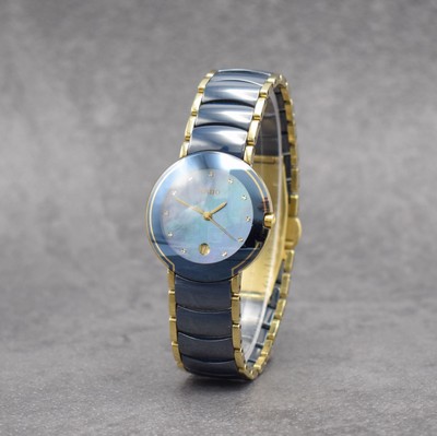 RADO Diastar Damenarmbanduhr mit Keramikband, Schweiz lt. orig. Papier verk. 1997, quarz, gedr. Stahlgeh. m. gewölbtem Saphirglas, integr. ...