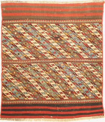 Ghaschgai Offene Kelimtasche, Persien, um 1950, Wolle auf Wolle, ca. 107 x 92 cm, EHZ: 2-3