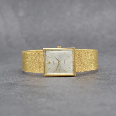 ROLEX Cellini Damenarmbanduhr in GG 750/000, Schweiz um 1965, Handaufzug, Ref. 3603J, Boden aufgedr., Milanaiseband in GG 750/000 besch., silb. ...
