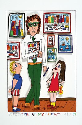 James Rizzi, 1950-2011, "Me at my show", 3D-Konstruktion, handsign., num. A/P, dat. 89,ca. 23x16 cm