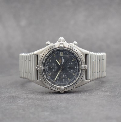 BREITLING Chronomat Herrenarmbanduhr in Stahl mit Chronograph, Schweiz um 1990, Ref. 81950, Boden & Krone verschr., Roleauxband m. dopp. Faltschl., ...
