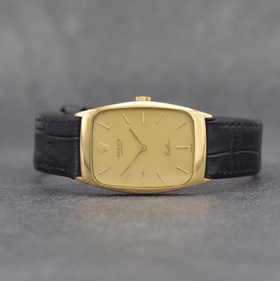 ROLEX Cellini Armbanduhr in GG 750/000 Referenz 4136, Handaufzug, Schweiz um 1991, Boden aufgedr., neutr.. Lederband, champagnerfarb. Zifferbl. m. ...