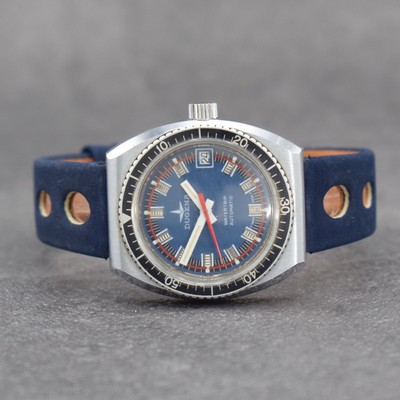 DUGENA Armbanduhr im Taucherdesign, Automatik, Schweiz um 1970, Ref. 4327-0419, verchr. Geh., Edelstahlboden verschr., Lün. 60er teil. beids. ...