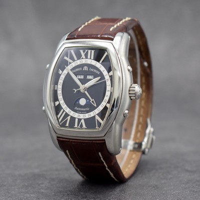 MAURICE LACROIX Herrenarmbanduhr Modell Phase de Lune aus der Masterpiece Serie, Schweiz verk. lt. Pap. 10/2007, Automatik, Ref. MP 6439, beids. ...