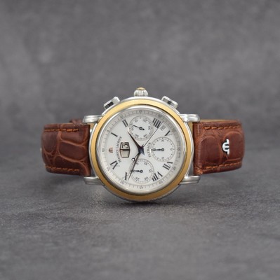 MAURICE LACROIX Flyback Herrenarmbanduhr mit Chronograph, Schweiz um 2005, Automatik, Ref. 15827, beids. vergl. Edelstahlgeh., Boden 6-fach verschr., ...