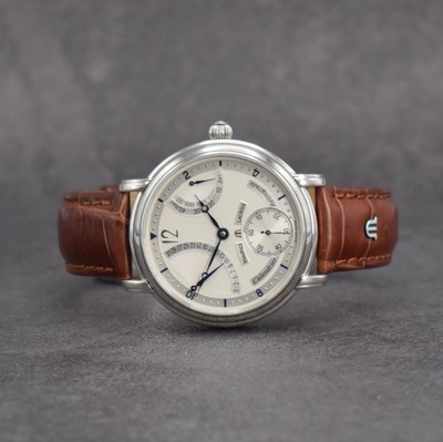 MAURICE LACROIX Herrenarmbanduhr Modell Calendrier Rétrograde, Schweiz um 2000, Handaufzug, Ref. 76840, beids. vergl. Edelstahlgeh., Boden 8-fach ...