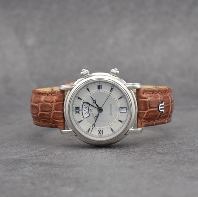 MAURICE LACROIX Herrenarmbanduhr Modell Reveil mit Wecker, Schweiz um 2005, Automatik, beids. vergl. Edelstahlgeh., Boden aufgedr., Maurice Lacroix ...