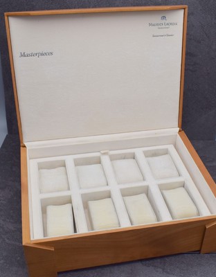 Konvolut: MAURICE LACROIX, 2 hochwertige Sammelboxen, 6 Uhr-Boxen & diverse Beschreibungen/Informationen, Schweiz ca. 1990-2005, gebraucht, teils l. ...