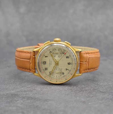 JUNGHANS Schaltradchronograph Kaliber 88, Deutschland um 1954, Handaufzug, verg. Geh. dell., Edelstahlboden & Glasrand aufgedr., silb. Zifferbl. ...