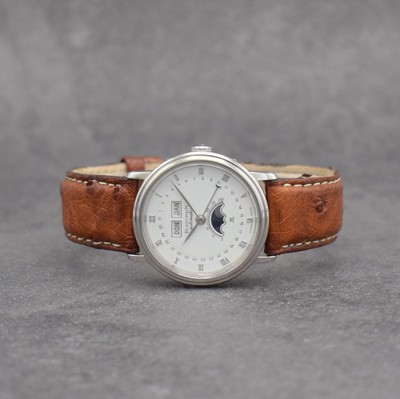 BLANCPAIN feine Herrenarmbanduhr mit Vollkalender Serie Villeret, Automatik, Ref. 6553-1127-58, Edelstahlgeh. inkl. Lederband m. orig. Dornschl., ...